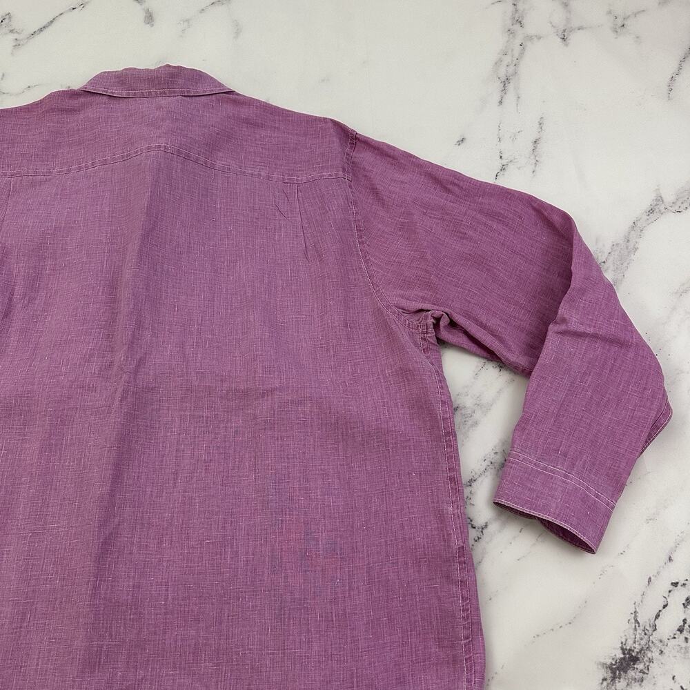 Tommy Bahama Mens Linen Shirt Size XL Purple Long Sleeve Button Front Solid - Picture 12 of 14